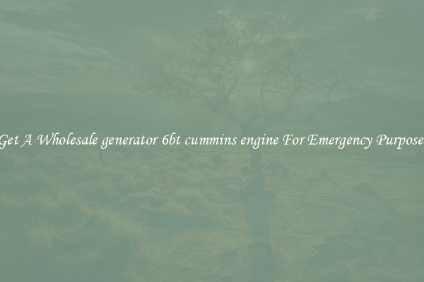 Get A Wholesale generator 6bt cummins engine For Emergency Purposes