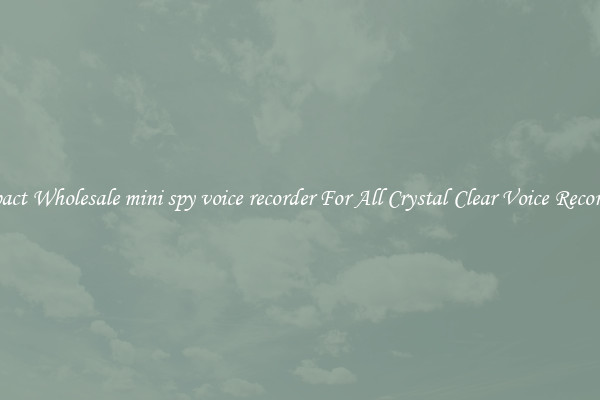Compact Wholesale mini spy voice recorder For All Crystal Clear Voice Recordings