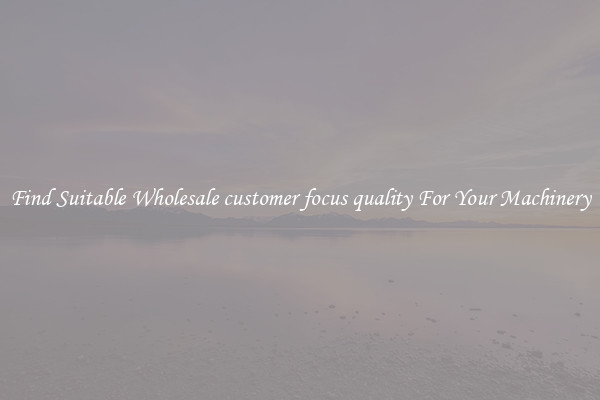 Find Suitable Wholesale customer focus quality For Your Machinery