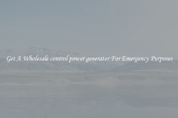 Get A Wholesale control power generator For Emergency Purposes
